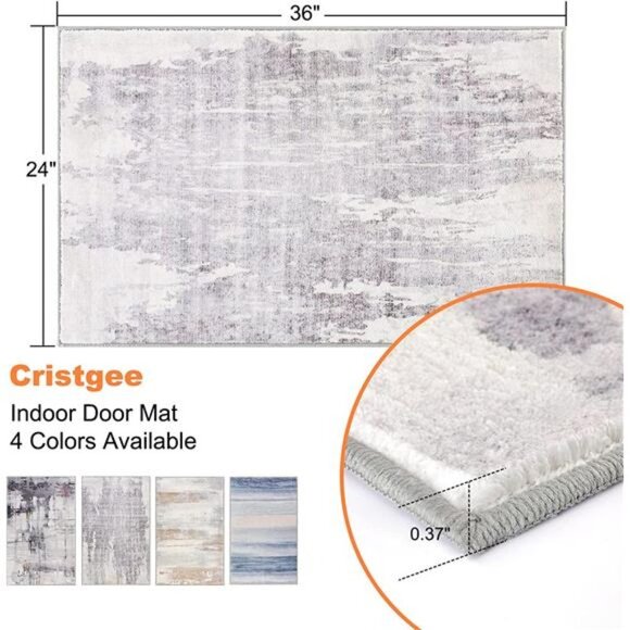Door Mat, Front Indoor Door Mat Faux Wool Non-Slip Entryway Rug 24X36" Gray - Picture 6 of 7